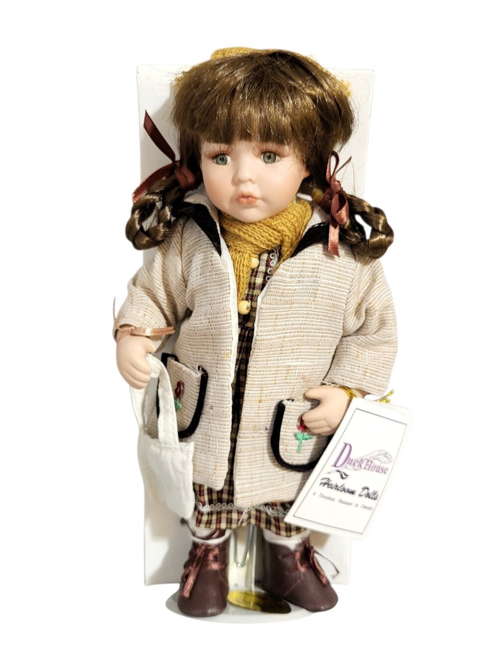 Duck House Heirloom Doll Kathleen On Stand New In Box Collectible Porcelain COA